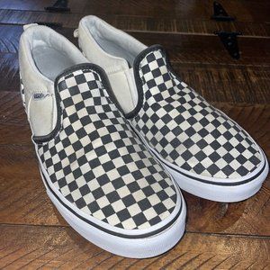 Vans Youth Black and White Checkerboard Slip On Sneakers Size 6